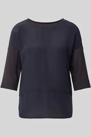 Marc Cain T-Shirt mit geripptem Rundhalsausschnitt in , Größe 34