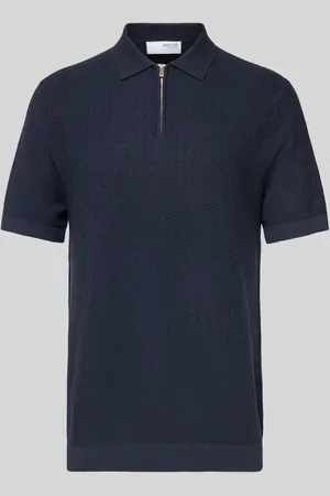 SELECTED Poloshirt mit kurzem Reißverschluss in , Größe L