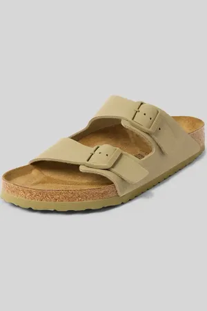 Birkenstock Slides aus Leder mit Dornschließe Modell 