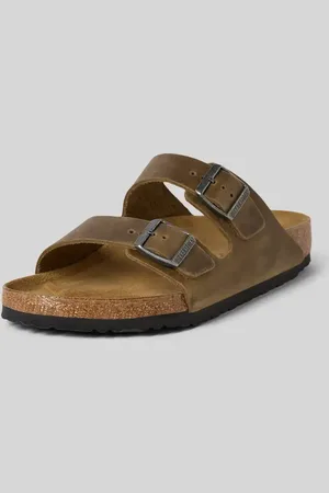 Birkenstock Slides aus Leder mit Dornschließe Modell 