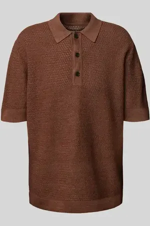 WoodWood Relaxed Fit Poloshirt in Strick-Optik in , Größe L