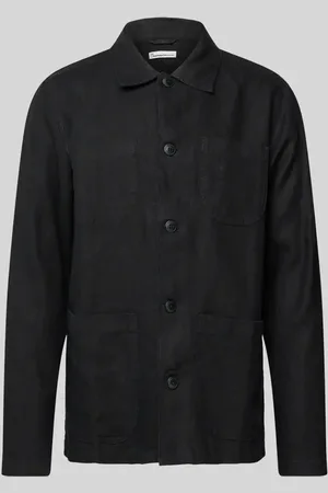 Knowledge Cotton Apparal Hemdjacke aus Leinen mit aufgesetzten Eingrifftaschen in , Größe L