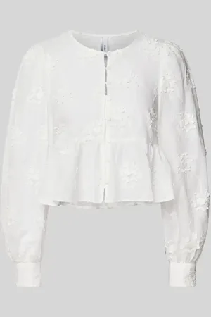 MANGO Slim Fit Bluse mit Spitzenbesatz Modell 