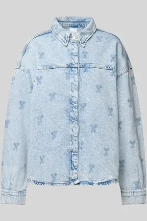 VERO MODA Boxy Fit Jeansbluse mit Motiv-Stitching Modell 