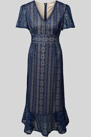 Apricot Midikleid mit Lochstickerei in , Größe L