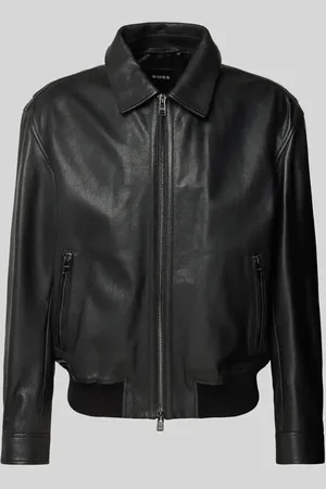HUGO BOSS Lederjacke mit Reißverschlusstaschen Modell 