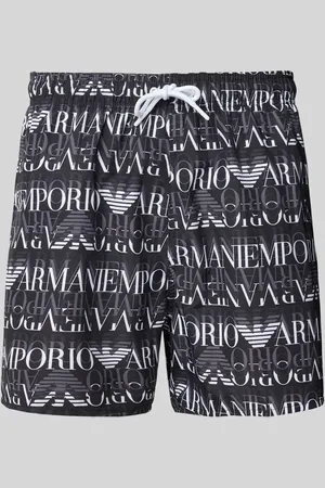 Emporio Armani Regular Fit Badeshorts mit Label-Print in , Größe L