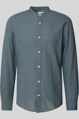 Only & Sons Slim Fit Leinenhemd mit Stehkragen Modell 