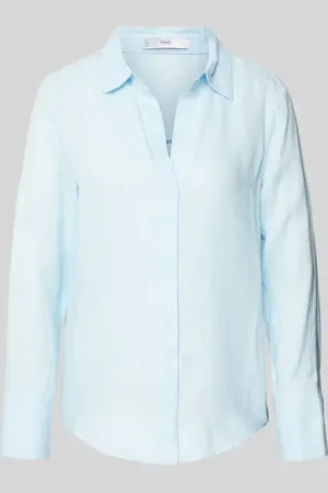 MANGO Regular Fit Leinenbluse mit Hemdblusenkragen in , Größe L