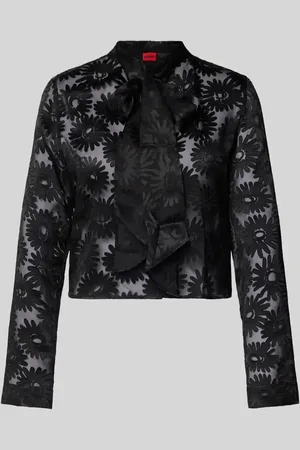 HUGO BOSS Regular Fit Schluppenbluse im semintransparenten Design in , Größe 32