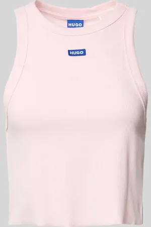 Hugo Blue Cropped Tanktop mit Label-Stitching Modell 