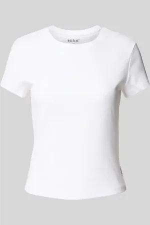 Mustang T-Shirt mit geripptem Rundhalsausschnitt Modell 