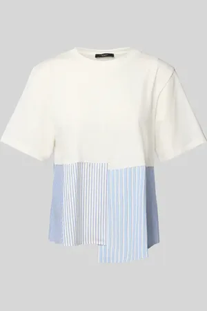 Max Mara T-Shirt mit geripptem Rundhalsausschnitt in , Größe L