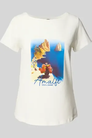 More & More T-Shirt mit geripptem Rundhalsausschnitt in , Größe 34