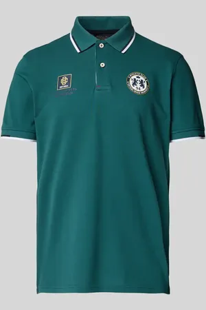 Christian Berg Poloshirt mit kurzer Knopfleiste und Label-Prints in , Größe 3XL