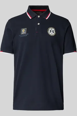 Christian Berg Poloshirt mit kurzer Knopfleiste und Label-Prints in , Größe L