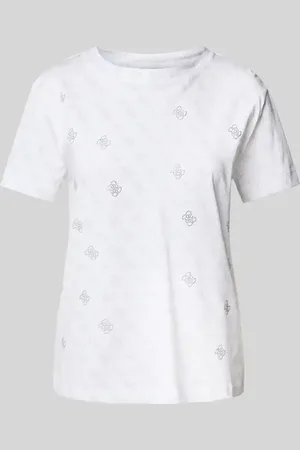 Guess T-Shirt mit geripptem Rundhalsausschnitt Modell 