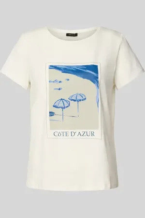 More & More T-Shirt mit geripptem Rundhalsausschnitt in , Größe 34