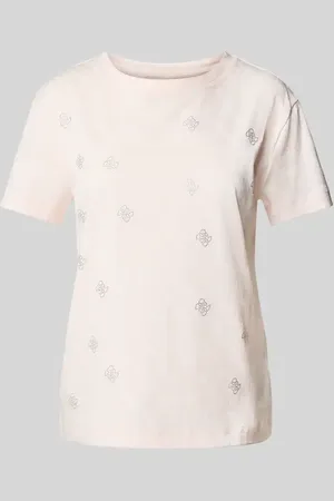 Guess T-Shirt mit geripptem Rundhalsausschnitt Modell 