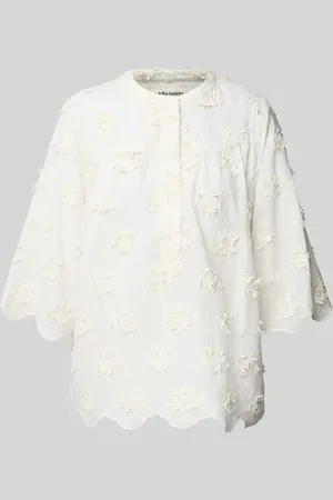 Lollys Laundry Bluse mit Häkelspitze und Wellensaum Modell 
