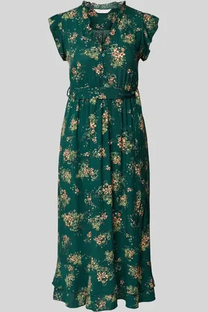 Apricot Midikleid aus Viskose mit Bindegürtel in , Größe L