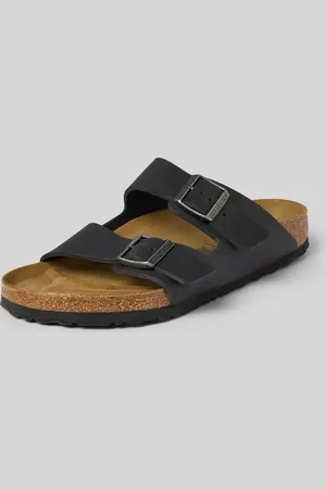 Birkenstock Slides aus Leder mit Dornschließe Modell 