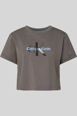 Calvin Klein Cropped T-Shirt mit geripptem Rundhalsausschnitt in , Größe L