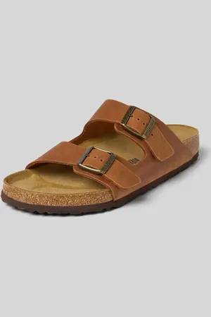Birkenstock Slides aus Leder mit Dornschließe Modell 