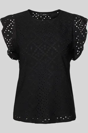 VERO MODA Regular Fit T-Shirt mit Lochstickmuster Muster 