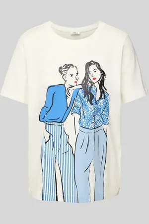 QS by s.Oliver Relaxed Fit T-Shirt aus reiner Baumwolle in , Größe 36