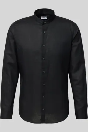 Jake*s Slim Fit Freizeithemd aus Leinen-Baumwoll-Mix in , Größe L