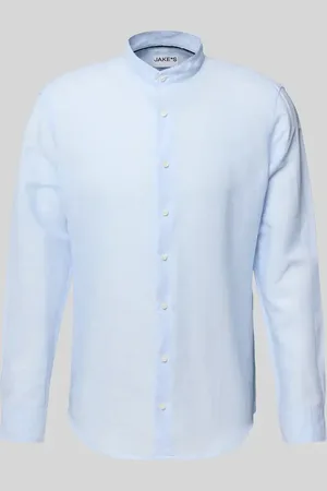 Jake*s Slim Fit Freizeithemd aus Leinen-Baumwoll-Mix in , Größe L