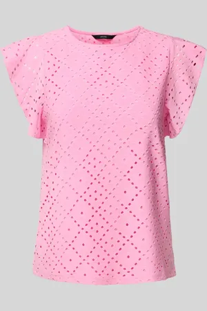 VERO MODA Regular Fit T-Shirt mit Lochstickmuster Muster 