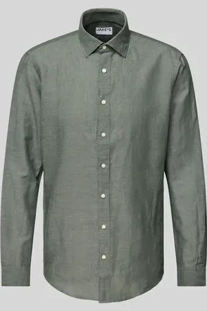 Jake*s Slim Fit Freizeithemd aus Leinen-Baumwoll-Mix in , Größe L