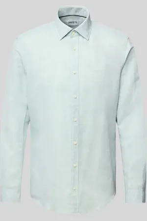 Jake*s Slim Fit Freizeithemd aus Leinen-Baumwoll-Mix in , Größe L