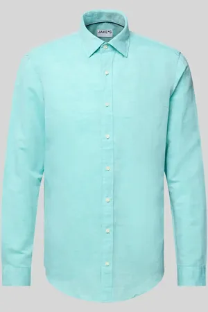 Jake*s Slim Fit Freizeithemd aus Leinen-Baumwoll-Mix in , Größe L