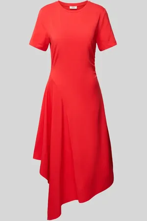 QS by s.Oliver Tailliertes Midikleid mit Raffungen und asymmetrischem Rock in , Größe 36