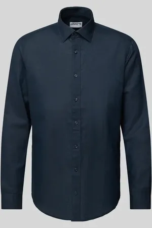 Jake*s Slim Fit Freizeithemd aus Leinen-Baumwoll-Mix in , Größe L