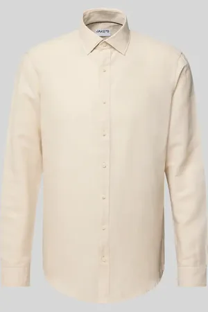 Jake*s Slim Fit Freizeithemd aus Leinen-Baumwoll-Mix in , Größe L