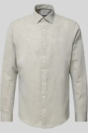 Jake*s Slim Fit Freizeithemd aus Leinen-Baumwoll-Mix in , Größe L