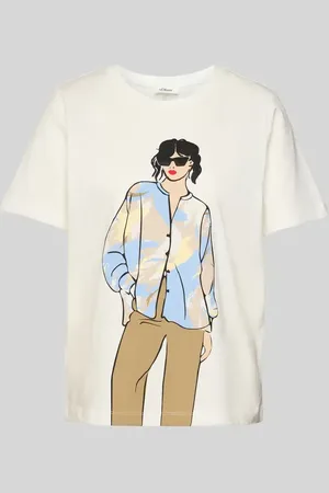 QS by s.Oliver Relaxed Fit T-Shirt aus reiner Baumwolle in , Größe 34