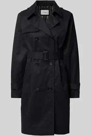 QS by s.Oliver Slim Fit Trenchcoat aus Baumwoll-Mix mit Streifen-Futter in , Größe 36
