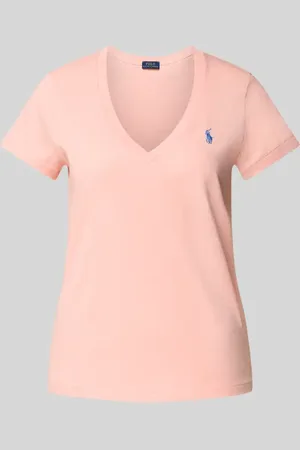 Ralph Lauren T-Shirt mit geripptem V-Ausschnitt in , Größe L