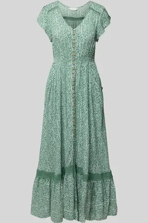 Apricot Midikleid mit Häkelspitze in , Größe L