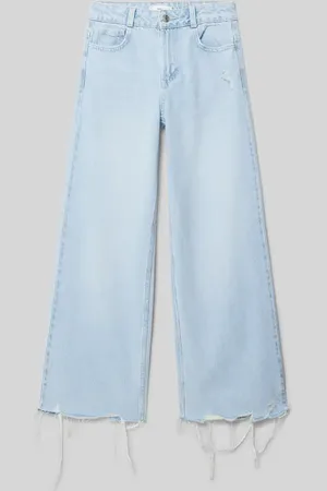 MANGO Wide Leg Jeans im Destroyed-Look in , Größe 122