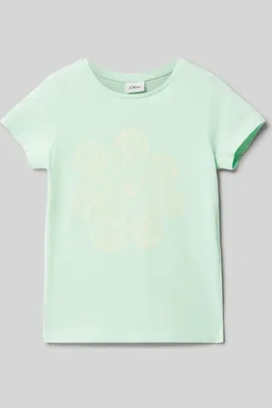 QS by s.Oliver Regular Fit T-Shirt aus reiner Baumwolle mit Glitzer-Print in , Größe 116