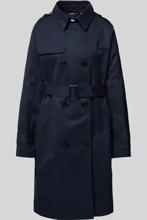 QS by s.Oliver Slim Fit Trenchcoat aus Baumwoll-Mix mit Streifen-Futter in , Größe 34
