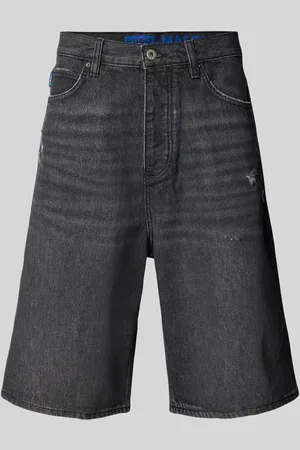Hugo Blue Baggy Fit Jeansbermudas im Destroyed-Look Modell 