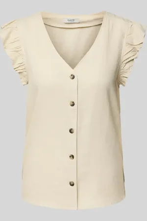 B YOUNG Regular Fit Leinenblusentop mit V-Ausschnitt Modell 