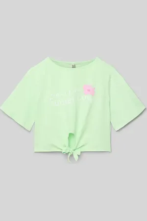 Blue Effect Cropped T-Shirt mit Label-Print in , Größe 152